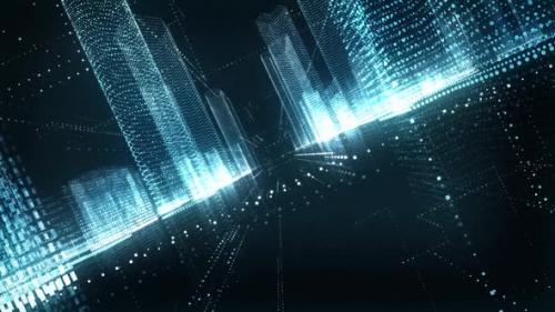 Videohive - Blue Digital City Seamless Loop - 33838847 - 33838847