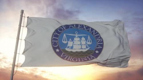 Videohive - Alexandria Flag Virginia Waving in the Wind Sky and Sun Background - 33841752 - 33841752