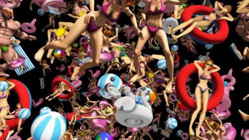 Videohive - Bikini girls dancing, inflatables, beach balls and bodybuilders - 33848305 - 33848305