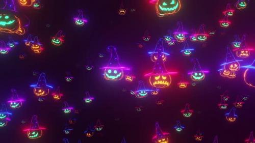 Videohive - Halloween Background Glowing Pumpkins - 33852504 - 33852504