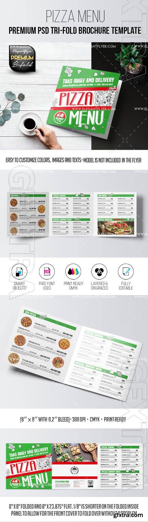 Pizza Menu Tri Fold Brochure PSD Template