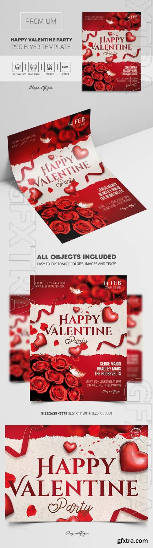 Happy Valentine Party Premium PSD Flyer Template