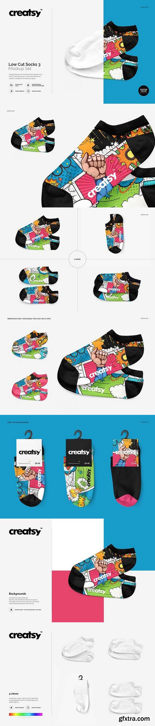 Low Cut Socks 3 Mockup Set