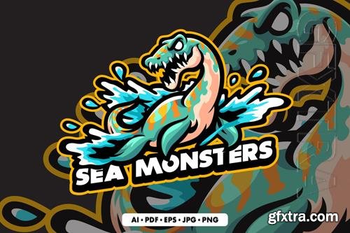 Sea Monster Mascot logo