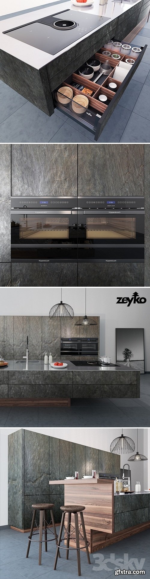 Kitchen Zeyko Forum Stone Oceangreen 3d Model