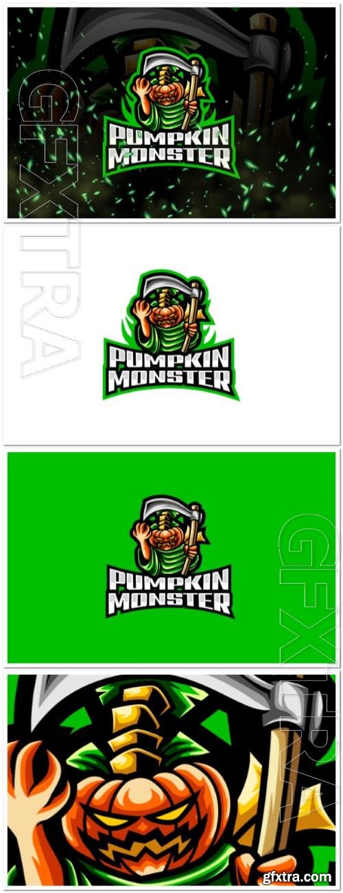 Pumpkin Monster E-Sport and Sport Logo Template