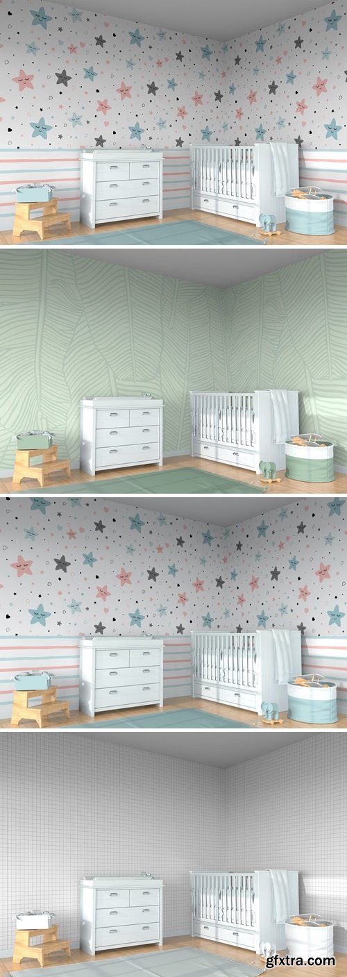 Wall Mural Mockup in Baby\'s Room