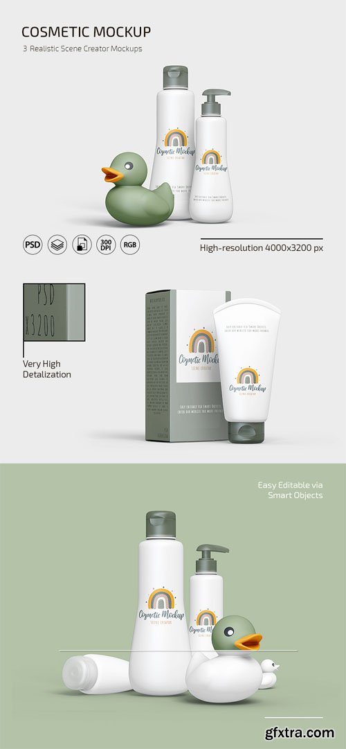 Realistic Cosmetic Scene Creator PSD Mockups Templates