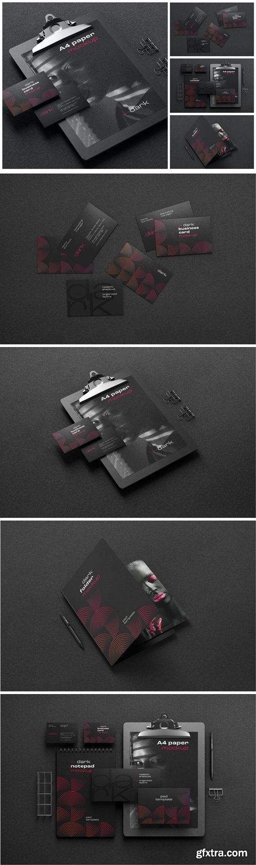 Dark Stationery Branding Mockup Set