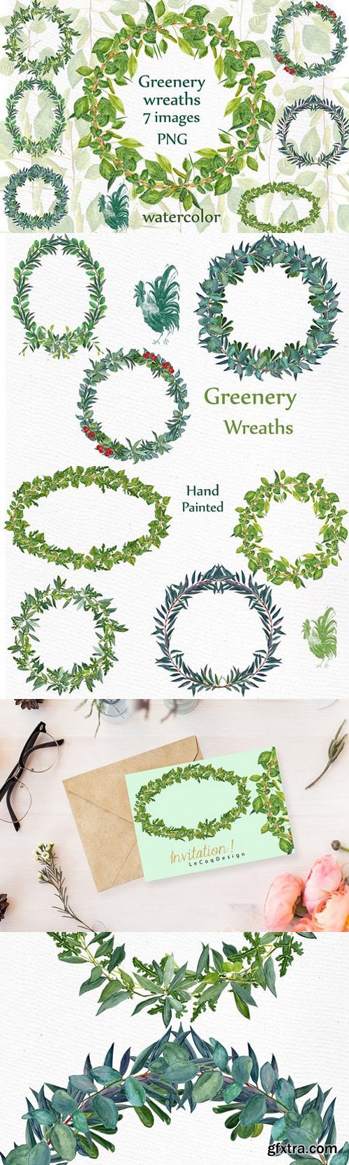 Watercolor Fern Wreaths clipart