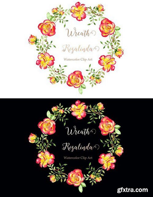 Wreath Rosalinda Watercolor clip art