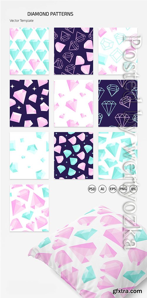 DIAMOND PATTERN SET IN EPS + PSD