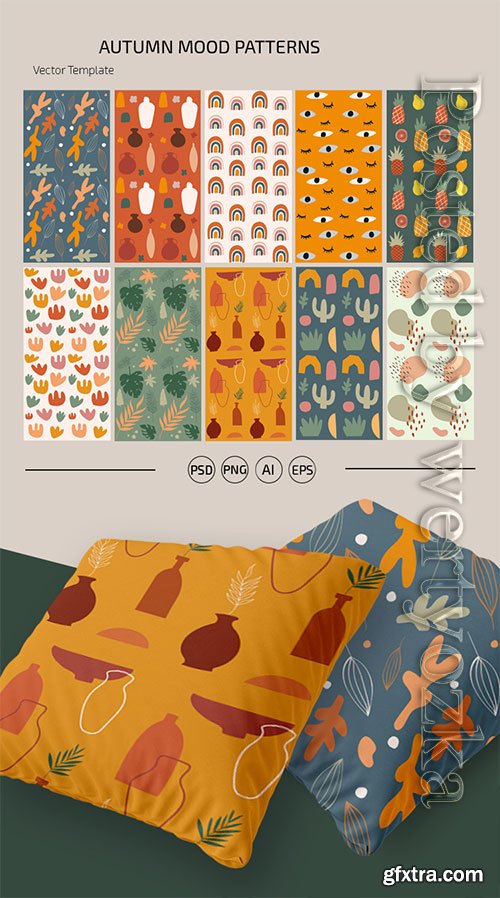 AUTUMN MOOD PATTERNS TEMPLATE IN PSD + VECTOR