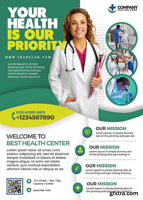 Hospital and Medical Clinic Flyer PSD