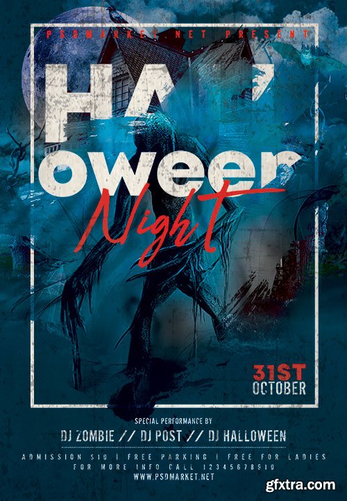 Halloween night event flyer psd