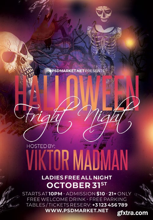 Halloween fright flyer psd