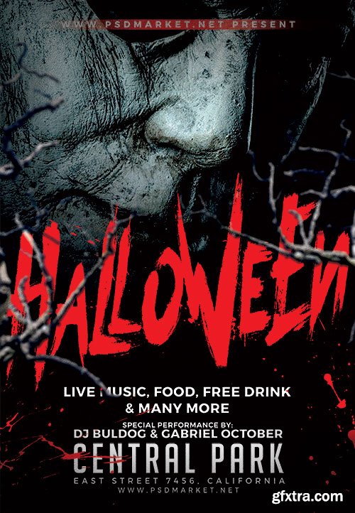 Halloween party night flyer psd