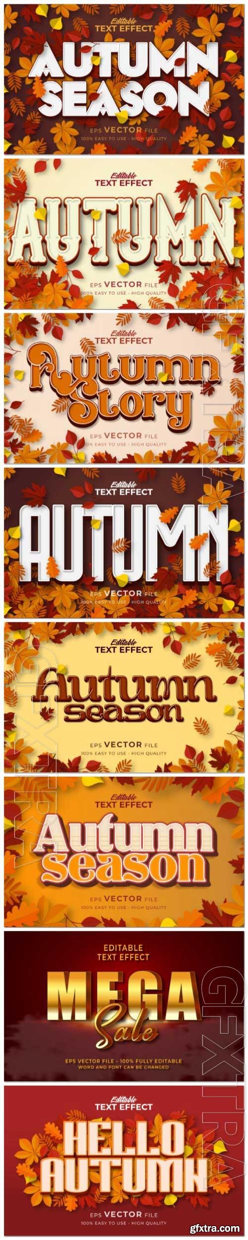 Set 3d editable text style effect vector vol 109