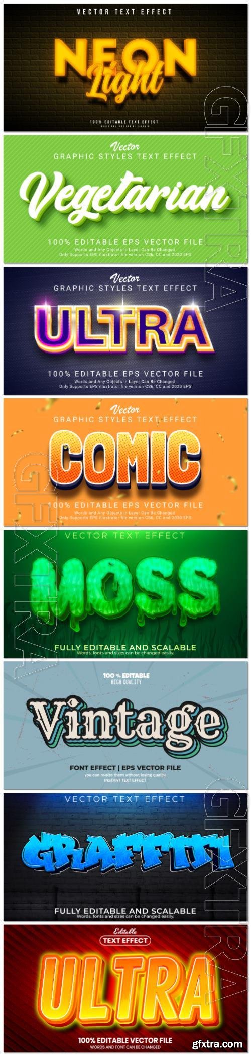 Set 3d editable text style effect vector vol 108