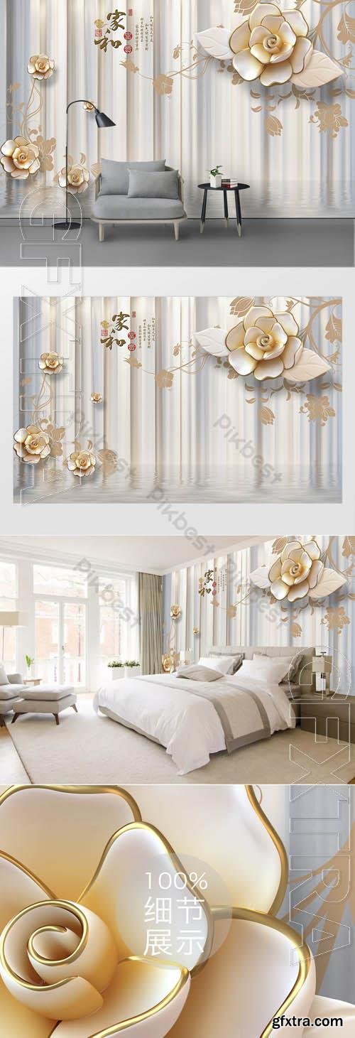 Embossed plum blossom elegant 3d tv background wall