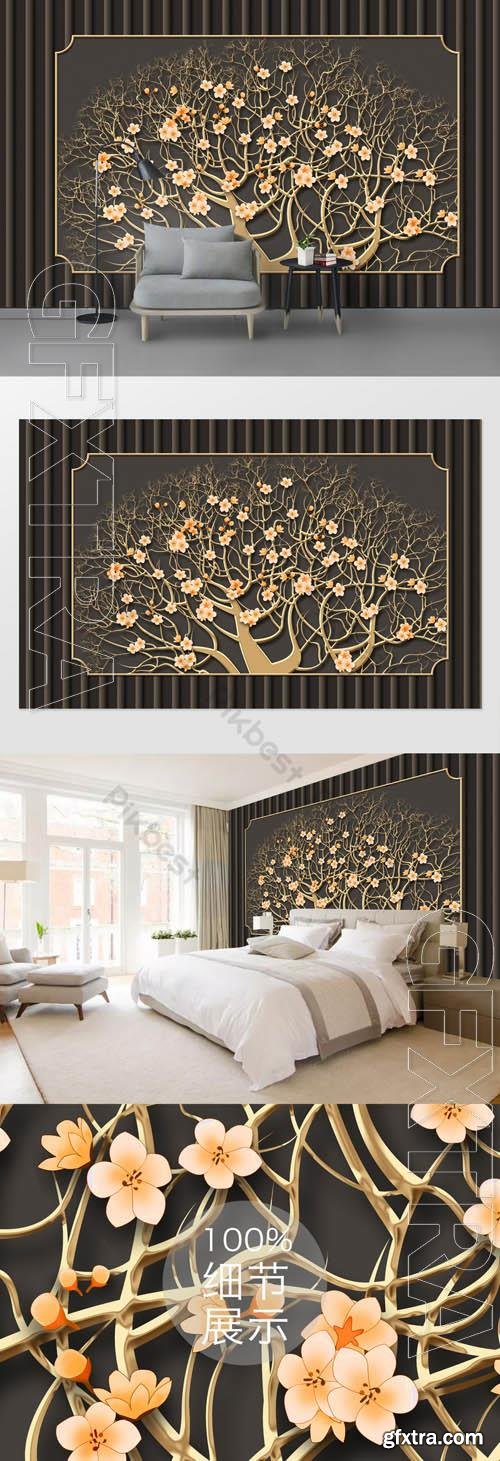 Beautiful flower tree peach blossom branch background wall