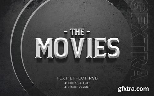 Text effect the end old movie psd design