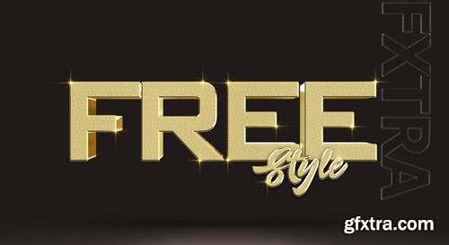 Realistic gold freestyle 3d text style effect mockup template Premium Psd