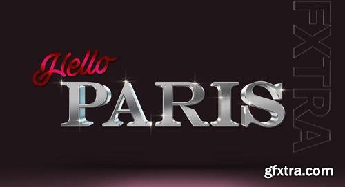 Hello paris 3d text style effect mockup template Premium Psd