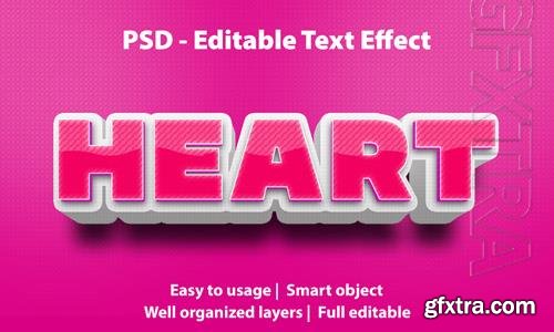 Editable text effect heart premium Premium Psd