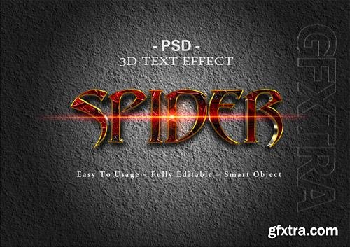 3d spider text effect psd template