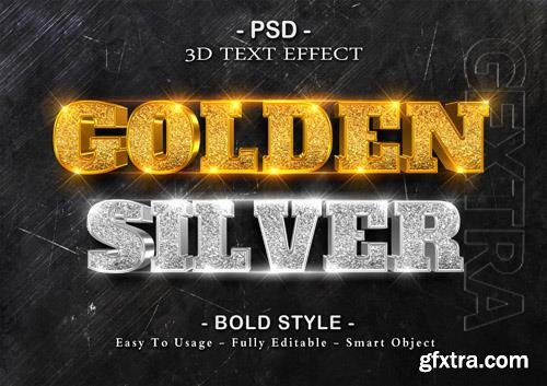 3d golden and silvet sparkle effect Premium Psd