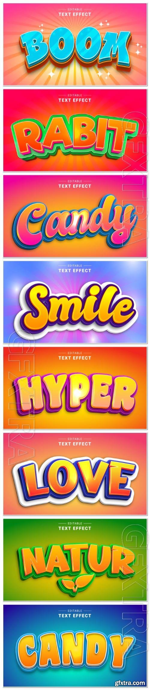 Set 3d editable text style effect vector vol 110