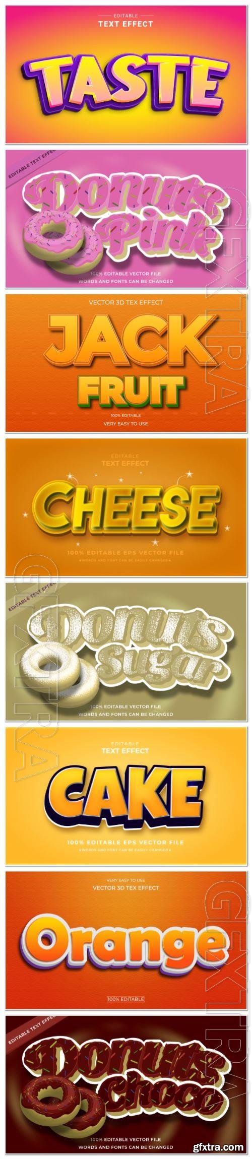 Set 3d editable text style effect vector vol 126