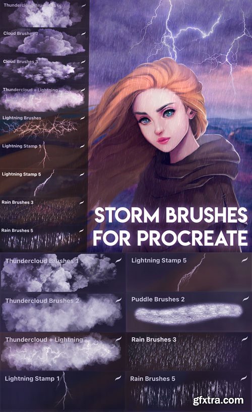 8 Storm Brushes for Procreate