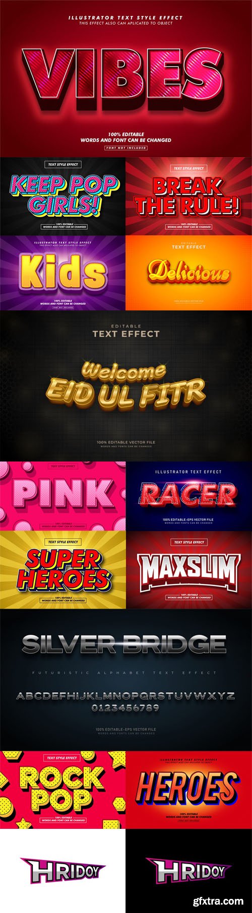 29 Awesome New Text Effects Vector Templates