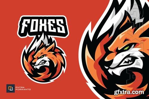 Fox Head Tail Mascot Esport Gaming Logo