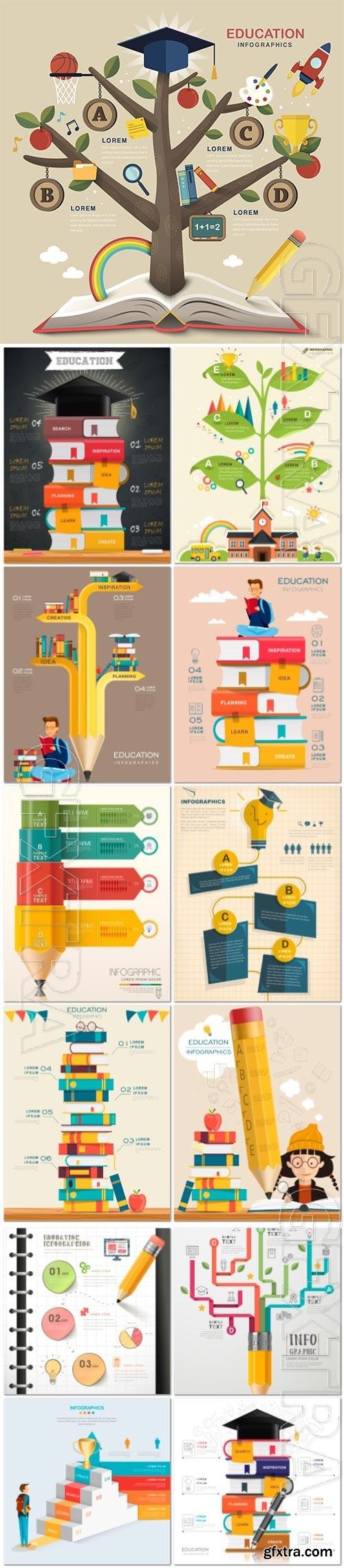 Infographic vector template design with stairs and growing arrow