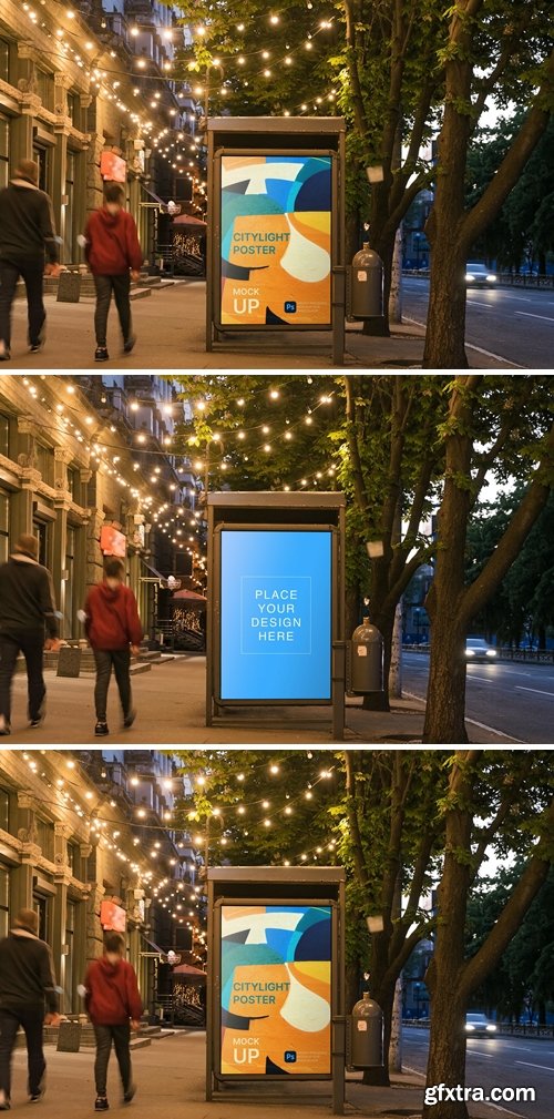 Bus Stop Citylight, Lightbox Poster Mockup