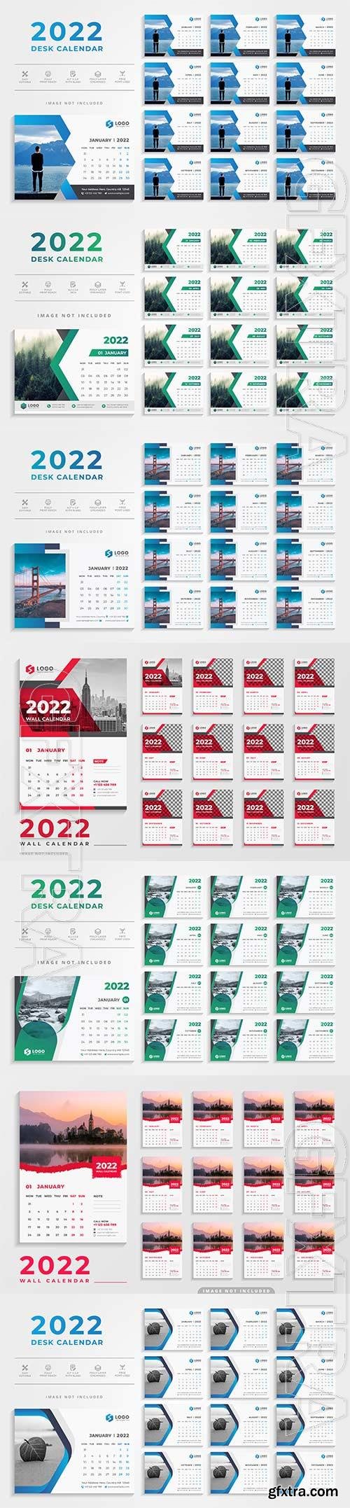 2022 desk calendar template premium vector