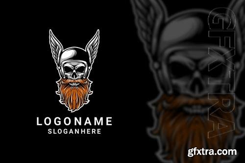 Beard Skull Helmet Logo Design