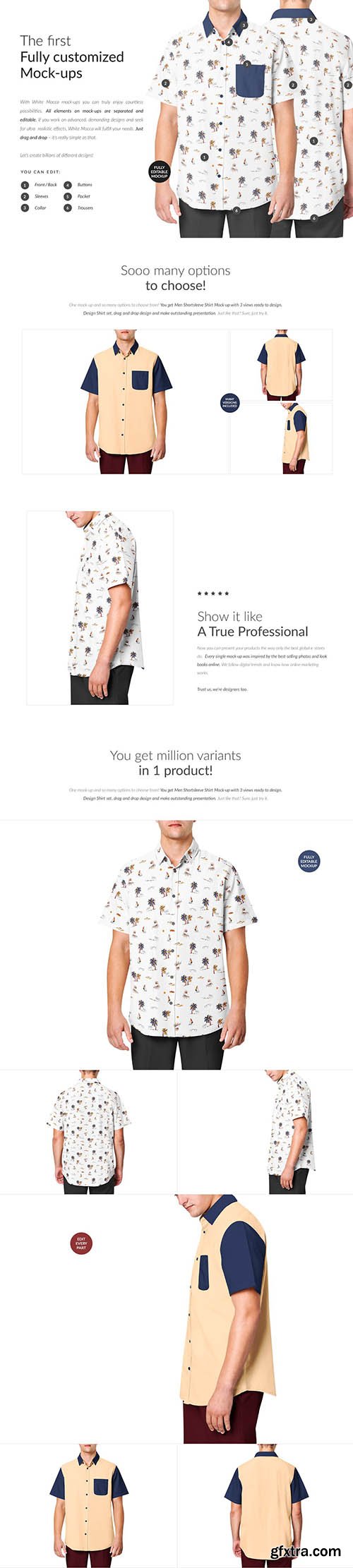 CreativeMarket - Men Shortsleeve Shirt Mock-ups 6411955