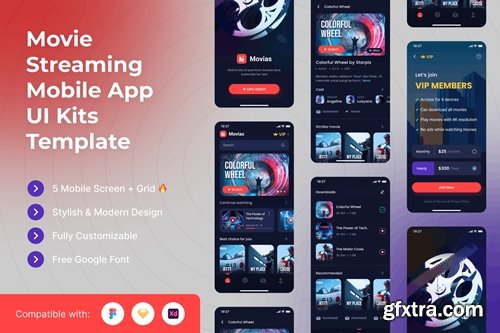 Movie Streaming Mobile App UI Kits Template