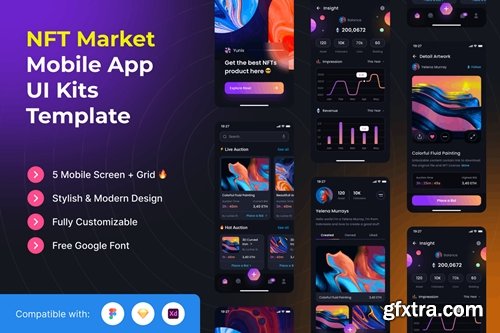 NFT Market Mobile App UI Kits Template