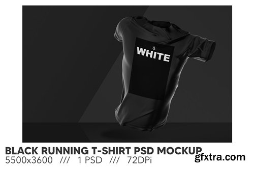 Black Running T-Shirt PSD Mockup