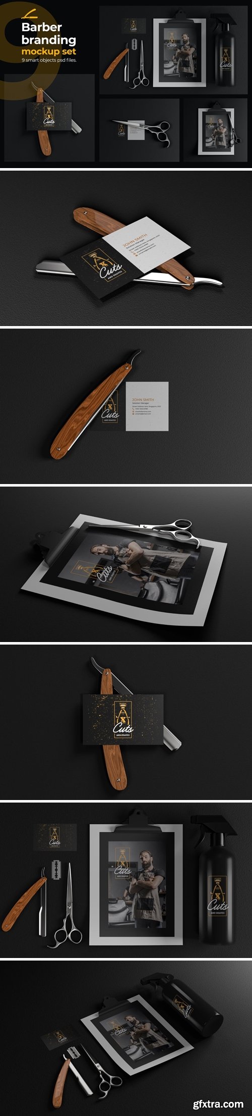 9 Barber Branding Mockup Set