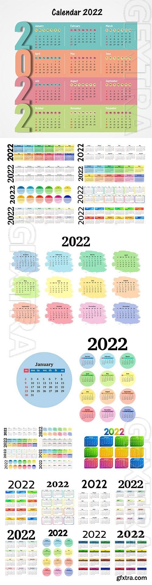 New year 2022 poster calendar design template vector