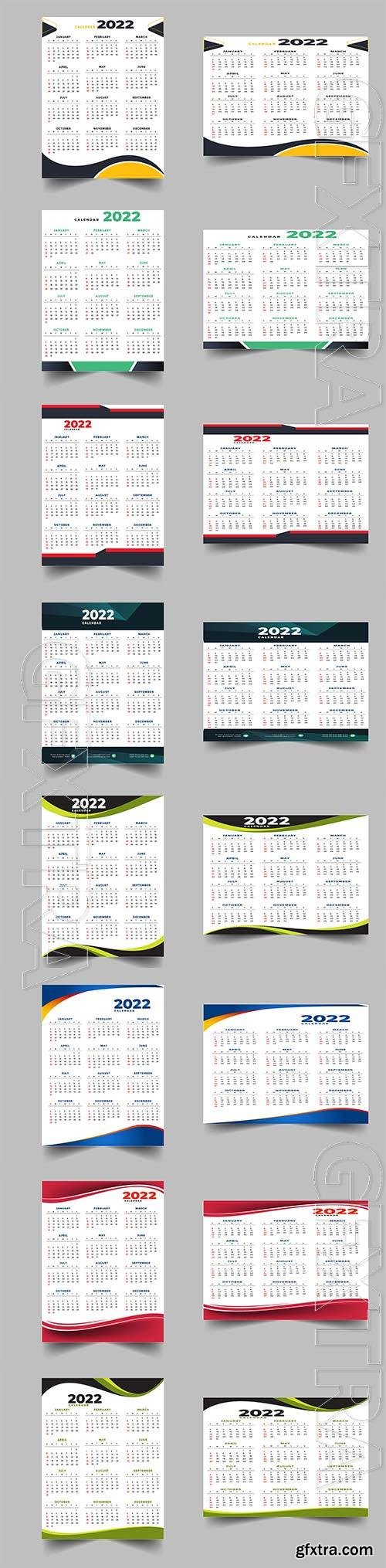 2022 calendar design template premium vector