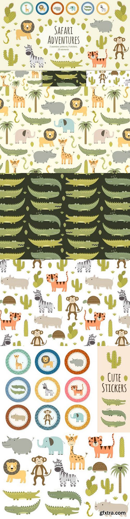 Safari animals patterns & stickers