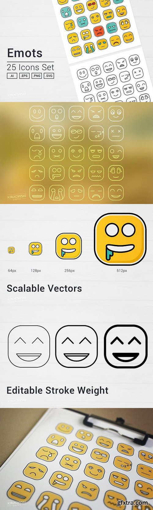 Square Emot Icons Set