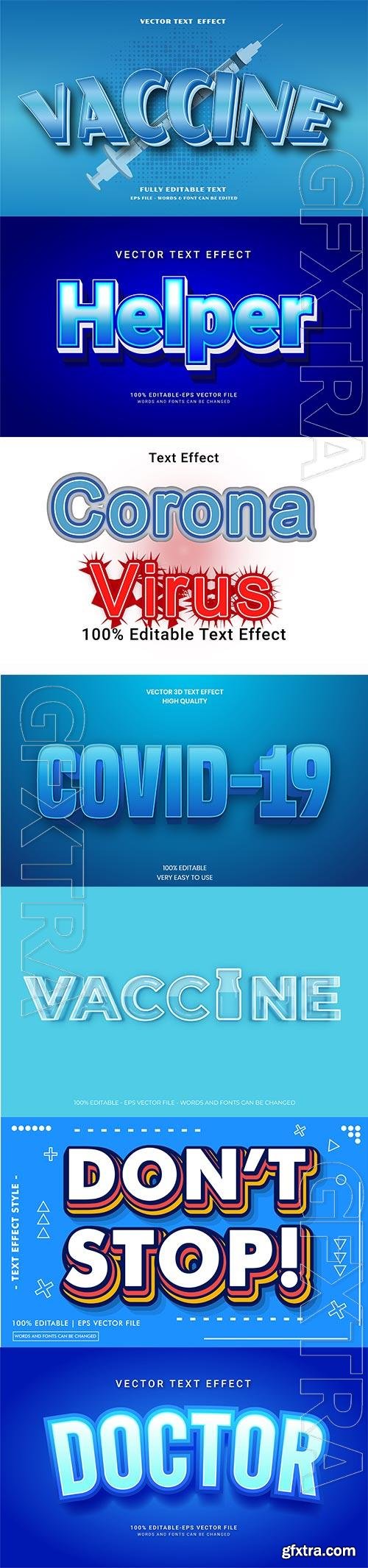 Coronavirus COVID-19, vaccine text style effect vector vol 191